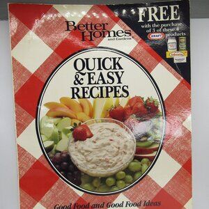 Better Homes and Gardens: Quick and Easy Recipes - Meredith Press - Acceptab...